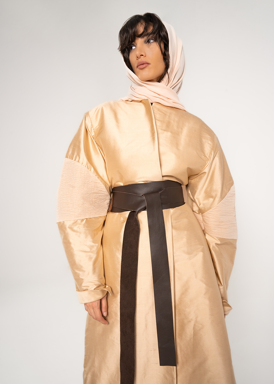 Golden Peach Oversized Sleeve Abaya