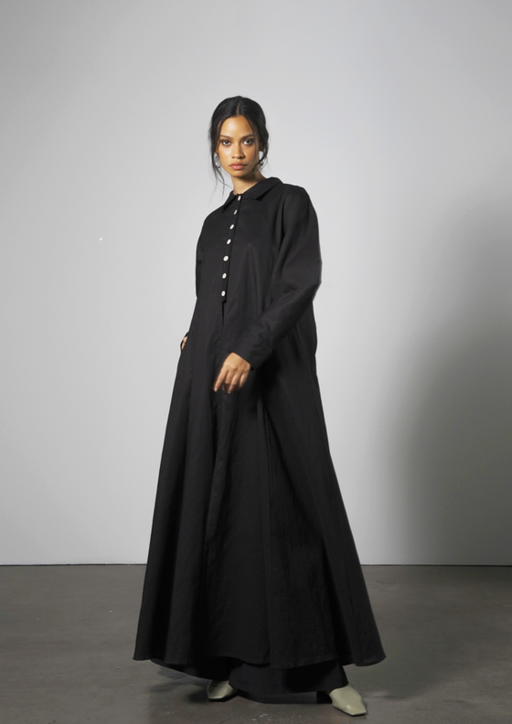 Black Linen Shirt Abaya