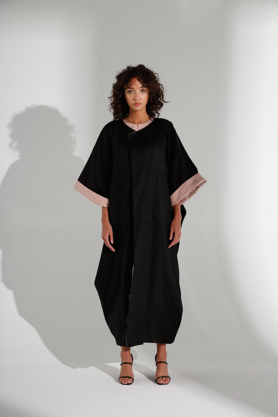 Reversible Black/Dusty-Rose Kimono