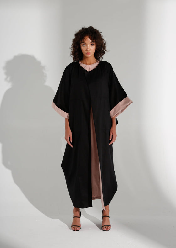 Reversible Black/Dusty-Rose Kimono