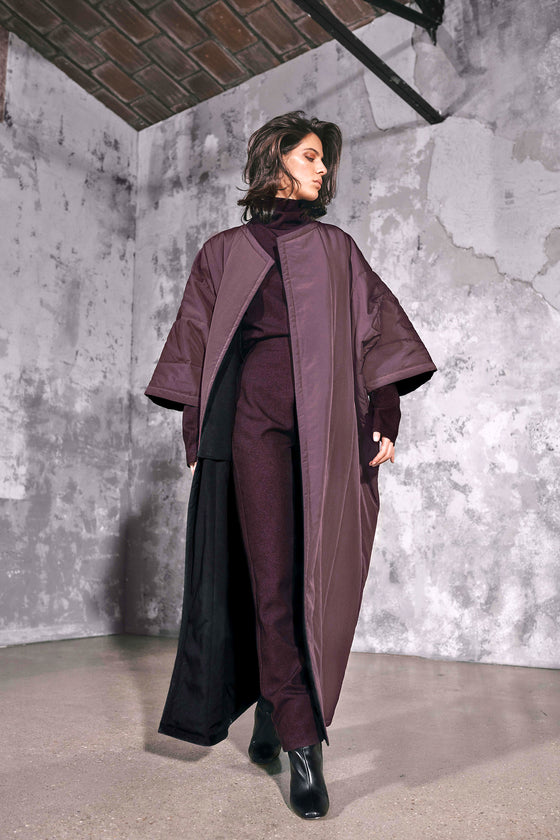 Aubergine Reversible Puff Kimono