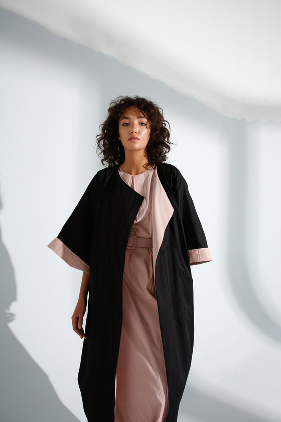 Reversible Black/Dusty-Rose Kimono