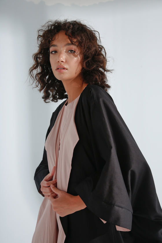 Reversible Black/Dusty-Rose Kimono