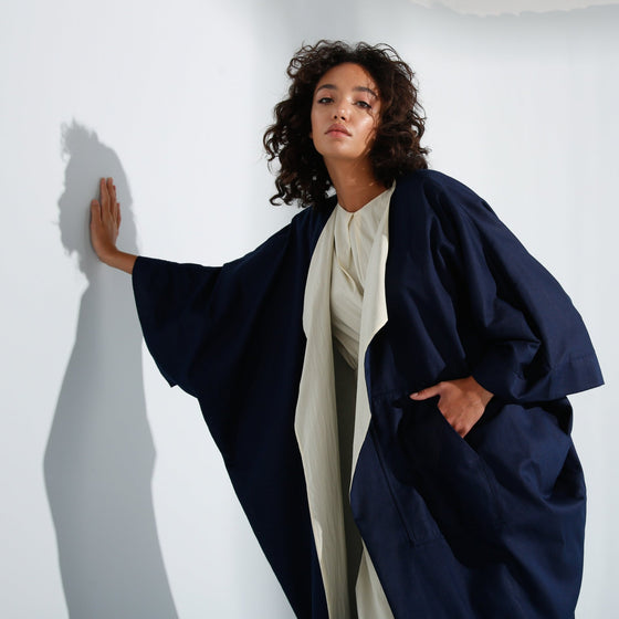 Reversible Navy/Cream Kimono