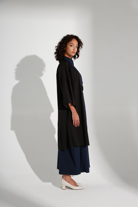 Asymmetrical Navy/Black Shirt Abaya