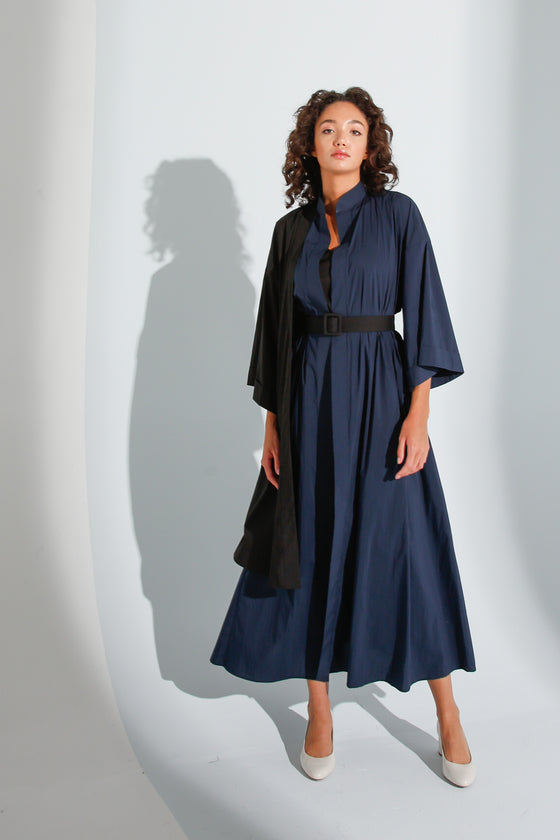 Asymmetrical Navy/Black Shirt Abaya