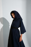 Asymmetrical Navy/Black Shirt Abaya