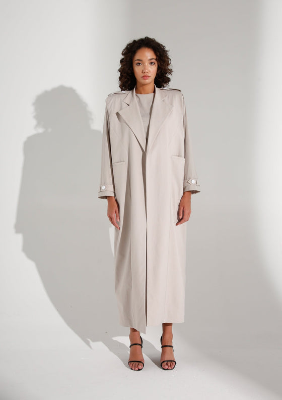 Greige Trench Coat Abaya