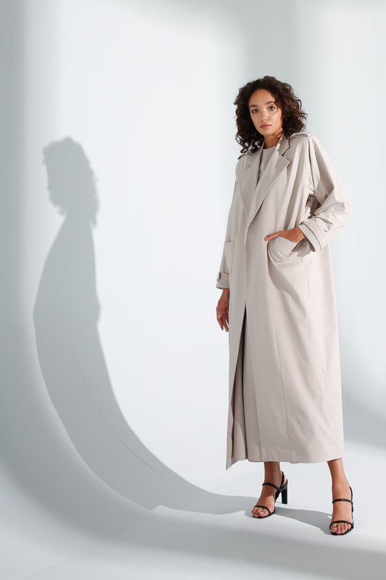 Greige Trench Coat Abaya