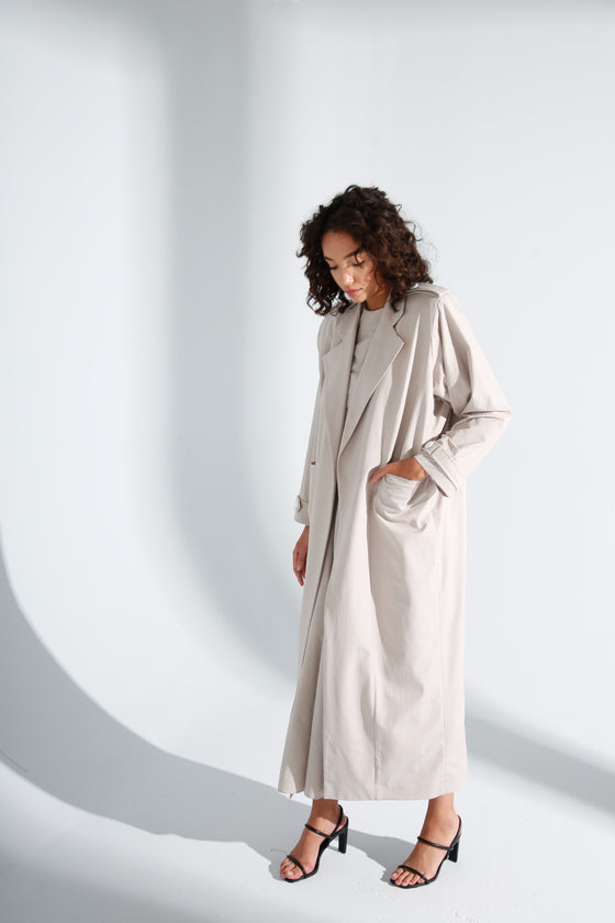 Greige Trench Coat Abaya