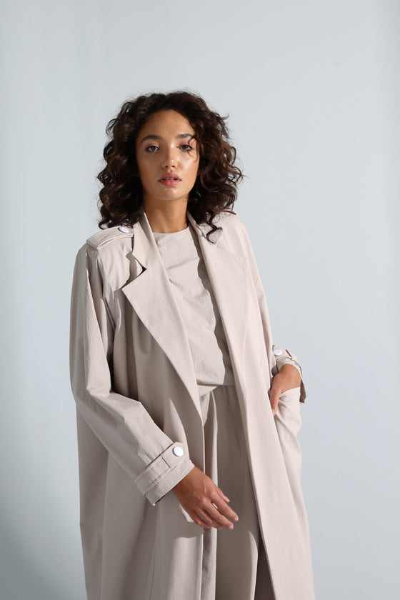 Greige Trench Coat Abaya