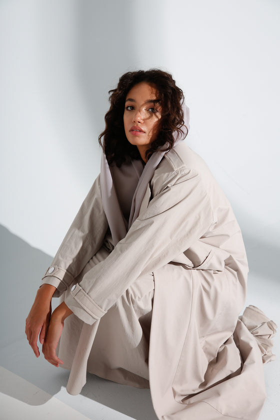 Greige Trench Coat Abaya