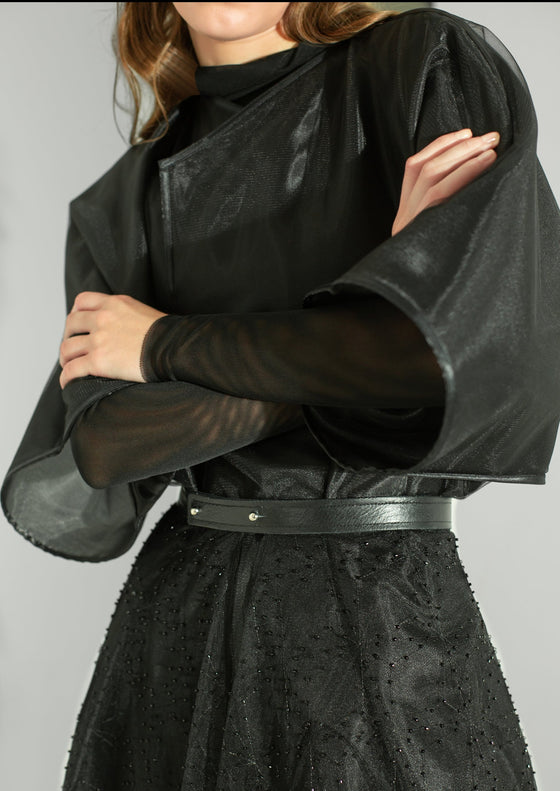 Black Kimono with Detachable Skirt