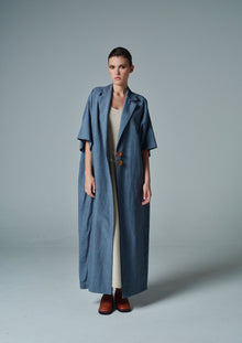  Slate Blue Short-Sleeve Trench