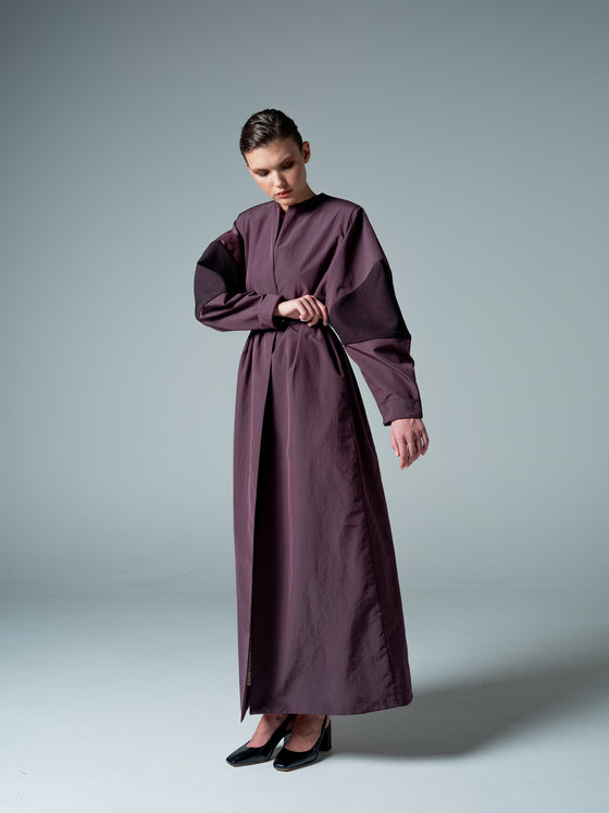 Aubergine Oversized-Sleeve Abaya