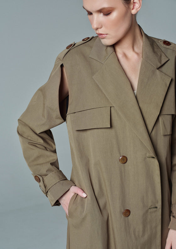 Pale Olive Boyfriend Coat