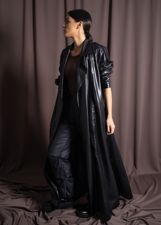 Liquid Black A-Line Abaya