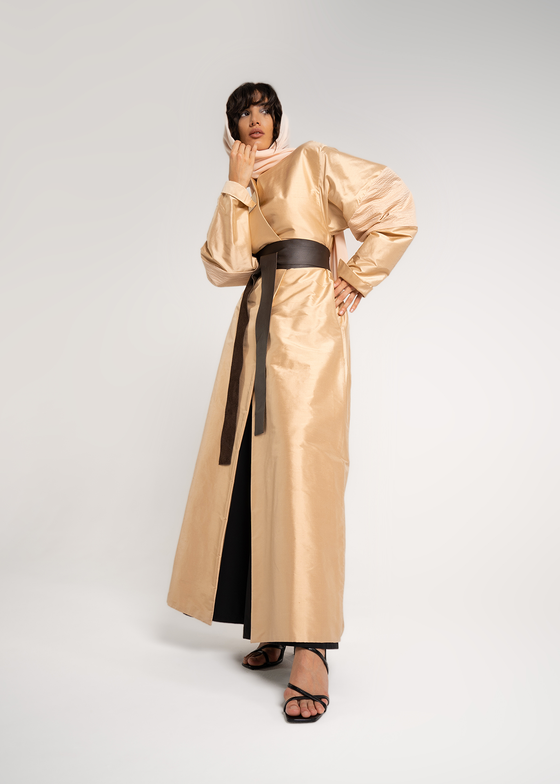 Golden Peach Oversized Sleeve Abaya