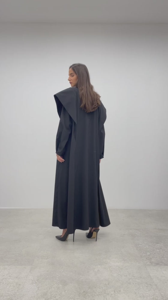 Black Detachable-Sleeve Abaya