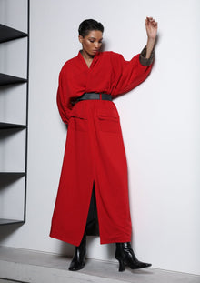  Red x Mocha Reversible Puff Sleeve Abaya