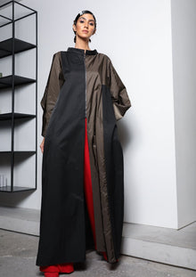  Black x Mocha Zipper Abaya