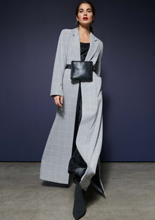  Grey Coat Abaya + Black Belt-Bag