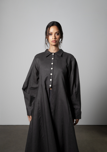  Black Linen Shirt Abaya
