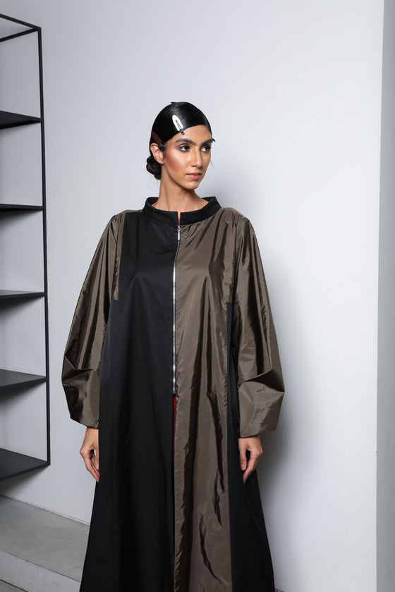 Black x Mocha Zipper Abaya